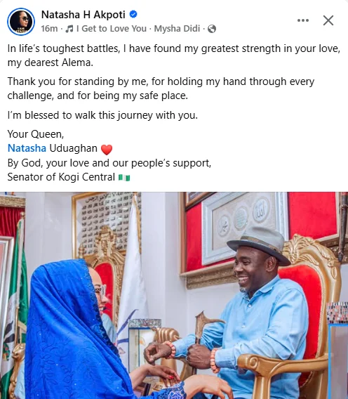 "I have found my greatest strength in your love" -Senator Natasha Akpoti-Uduaghan kneels to thank her husband || Mpforum