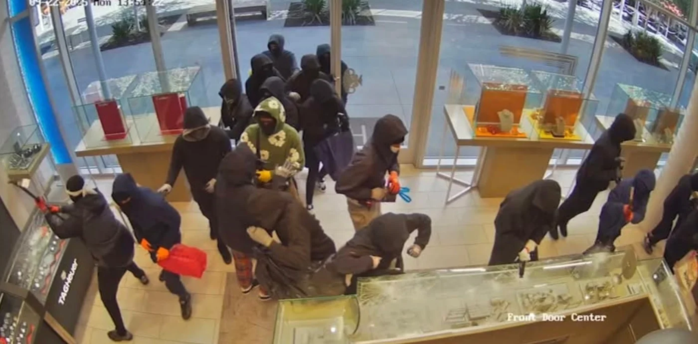 Wild video shows over 25 masked armed robbers storming California jewelry store in $1M raid || Mpforum